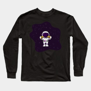 Astronaut Eating Pizza Long Sleeve T-Shirt